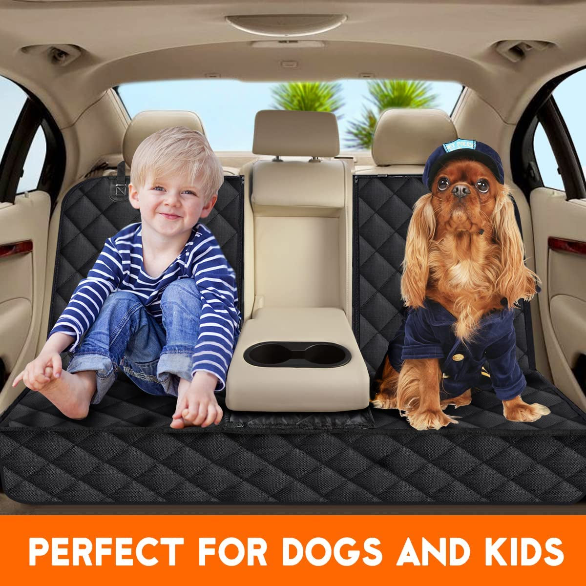 Ultimate Dog Car Seat Cover - Waterproof, Non-Slip Back Seat Protector for Dogs & Kids - Universal Fit for Cars, Trucks & SUVs - Black