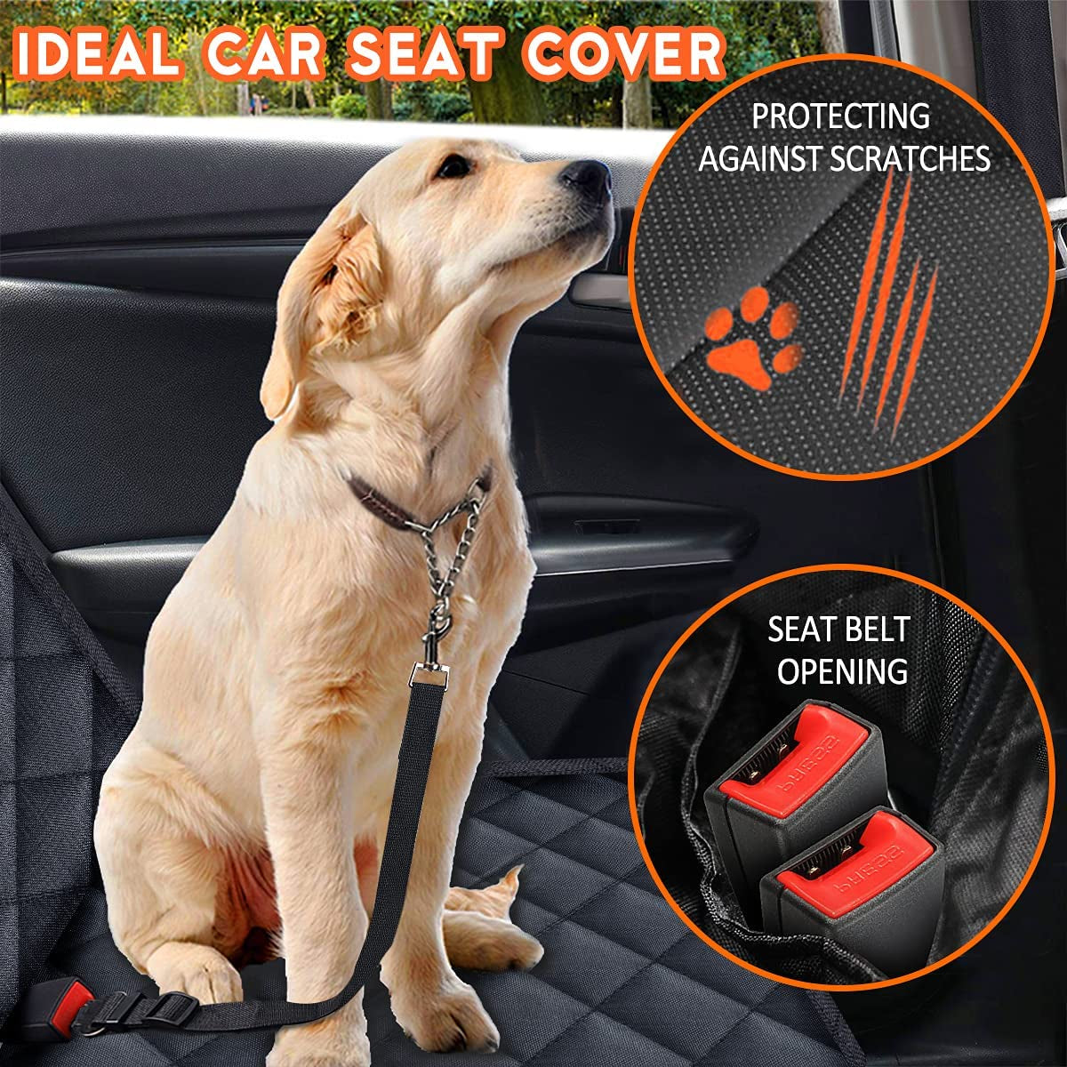 Ultimate Dog Car Seat Cover - Waterproof, Non-Slip Back Seat Protector for Dogs & Kids - Universal Fit for Cars, Trucks & SUVs - Black